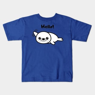 Cute Waving Seal Hello Cartoon Design Kids T-Shirt